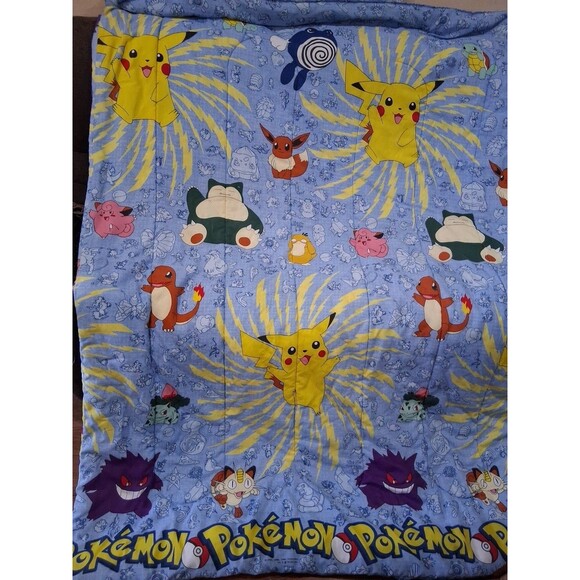Vintage 1998 Pokemon Comforter Cover 62x88 Inch With BONUS Pillowcases Rare - Picture 1 of 4